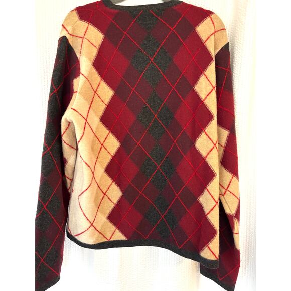 Burberry London Merino Wool Argyle Sweater Mens L Plaid Luxury Made in Italy - Picture 3 of 10